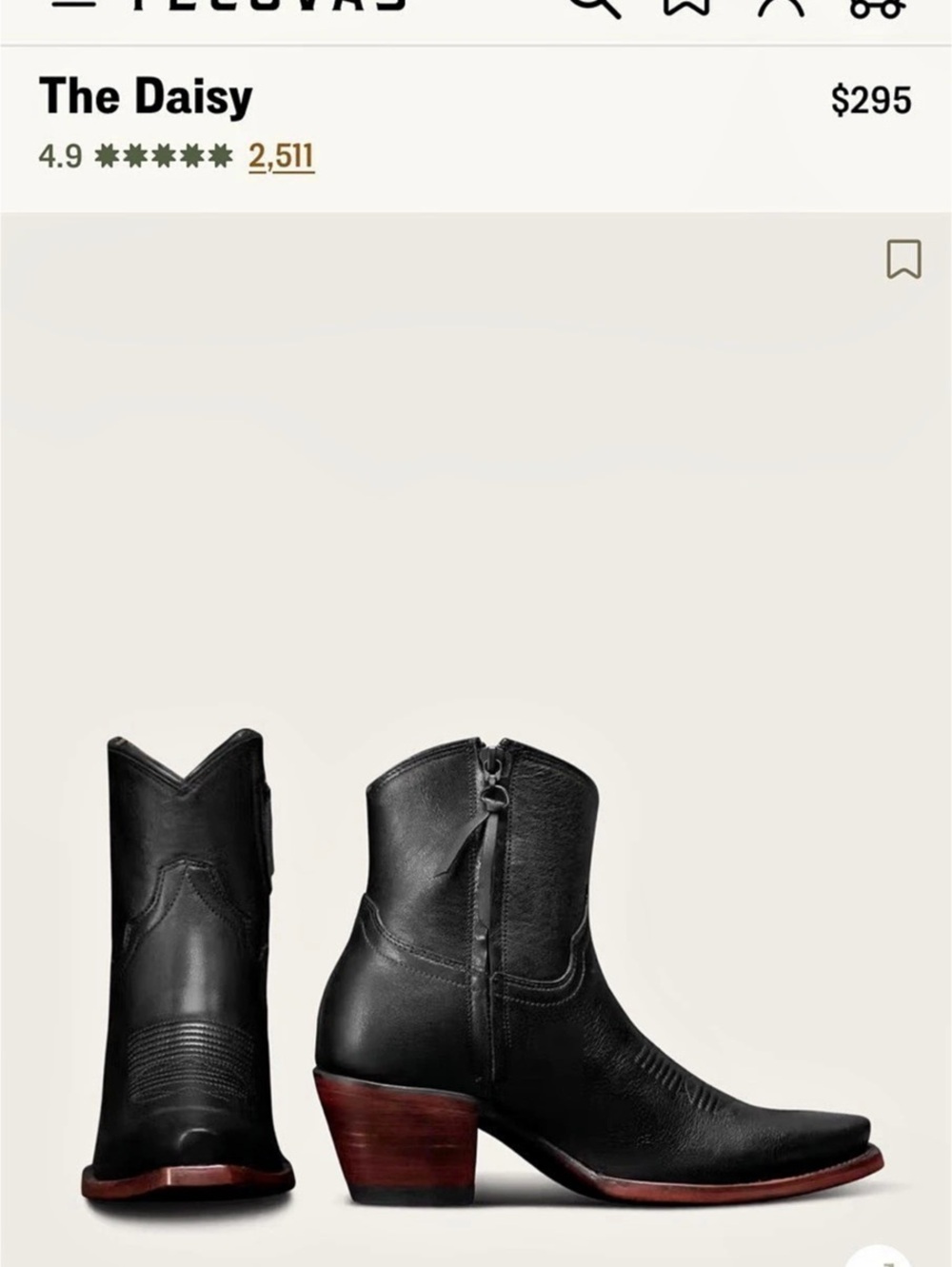 Tecovas The Daisy Black Western Ankle Boots US 9